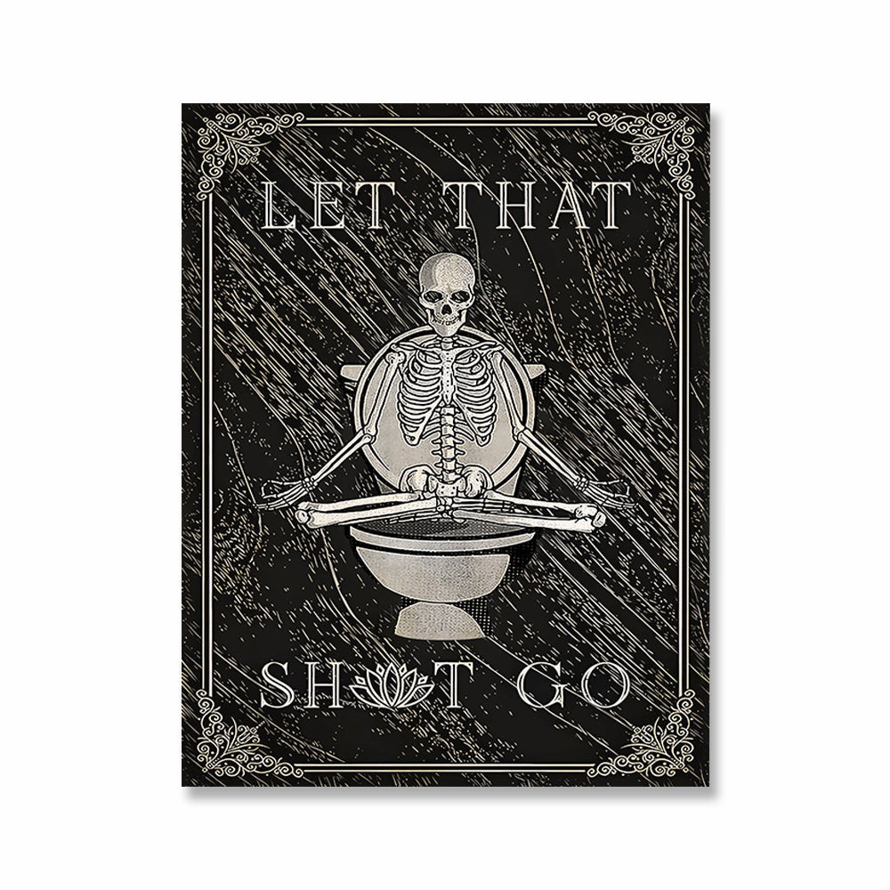 Funny Skeleton I Hope Everything Comes Out Okay Canvas Wall Art – Funny Bathroom Decor