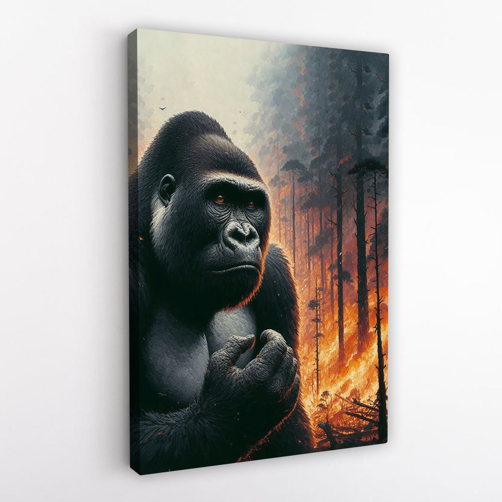 Gorillas In The Forest Canvas Wall Art – Animal Wall Decor