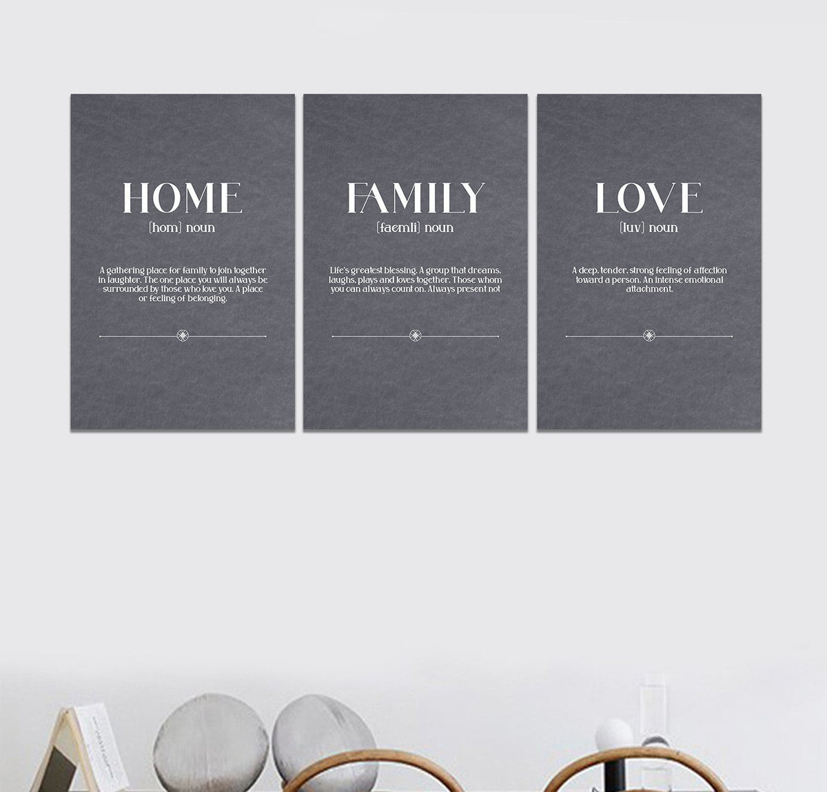 Home Family Love Set of 3 Canvas Wall Art – Family Home Decor
