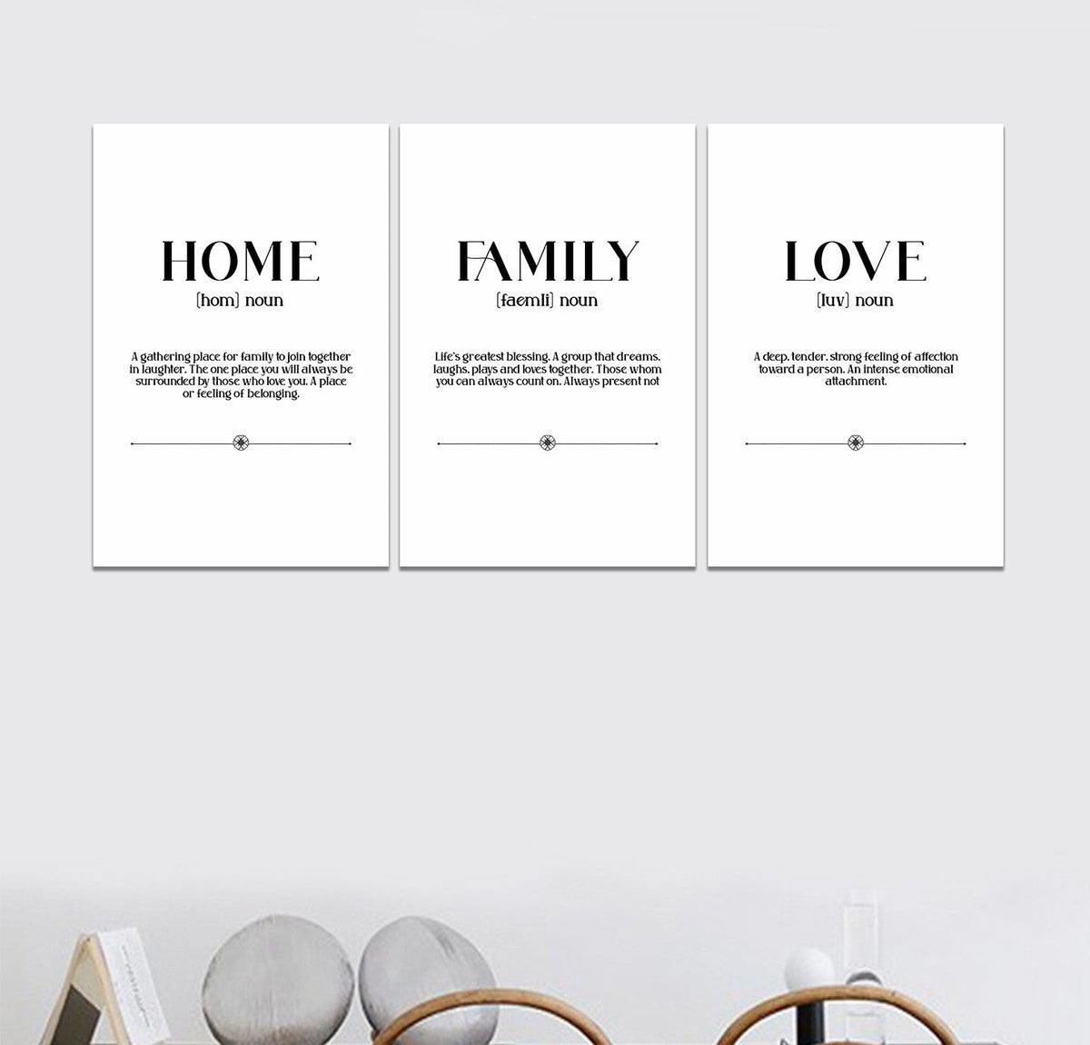 Home Family Love Set of 3 Canvas Wall Art – Family Home Decor