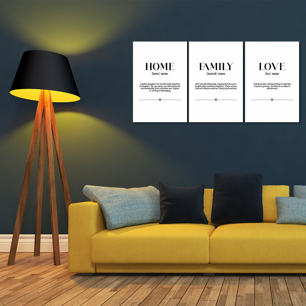 Home Family Love Set of 3 Canvas Wall Art – Family Home Decor