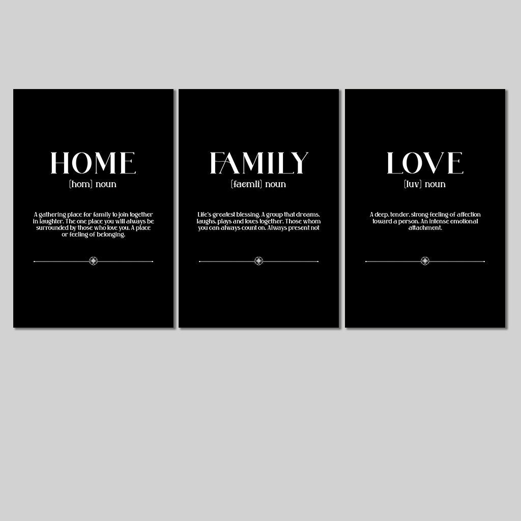 Home Family Love Set of 3 Canvas Wall Art – Family Home Decor