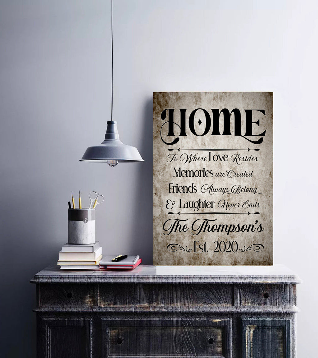 Home Is Where Love Resides Dark Wood Vertical Canvas Wall Art – Family Home Decor
