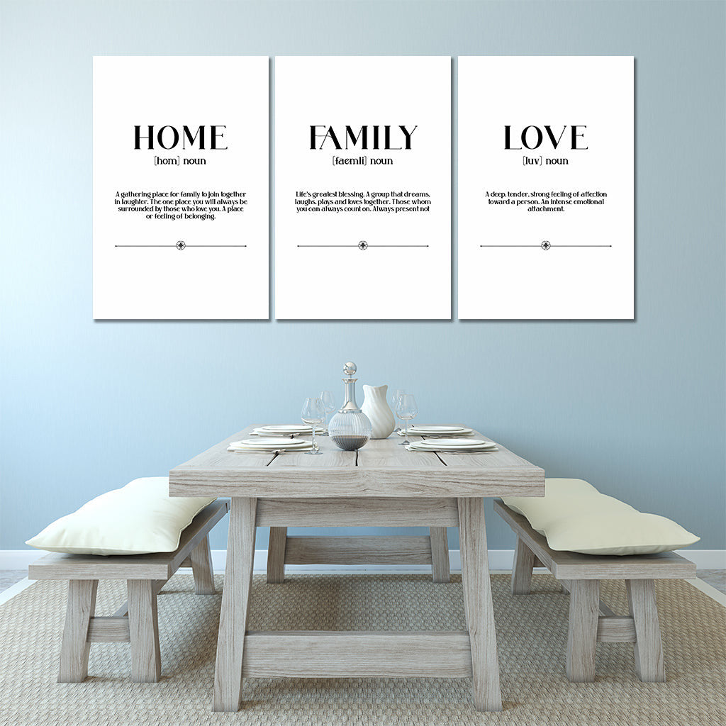Home Family Love Set of 3 Canvas Wall Art – Family Home Decor