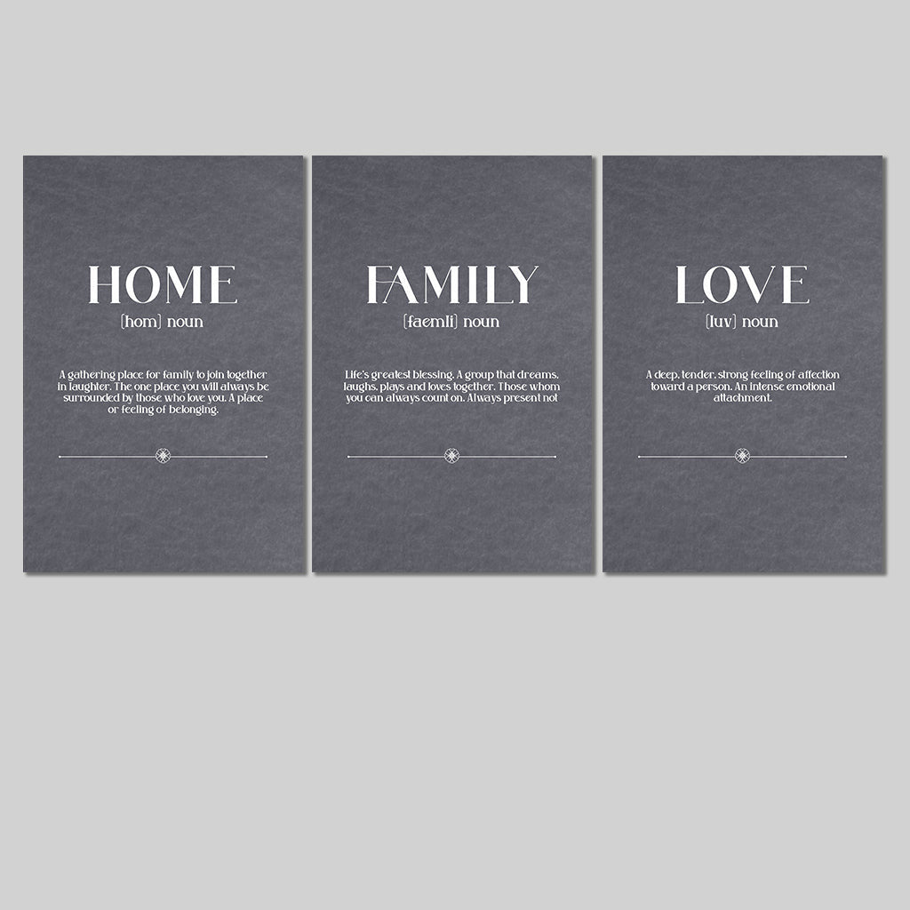 Home Family Love Set of 3 Canvas Wall Art – Family Home Decor