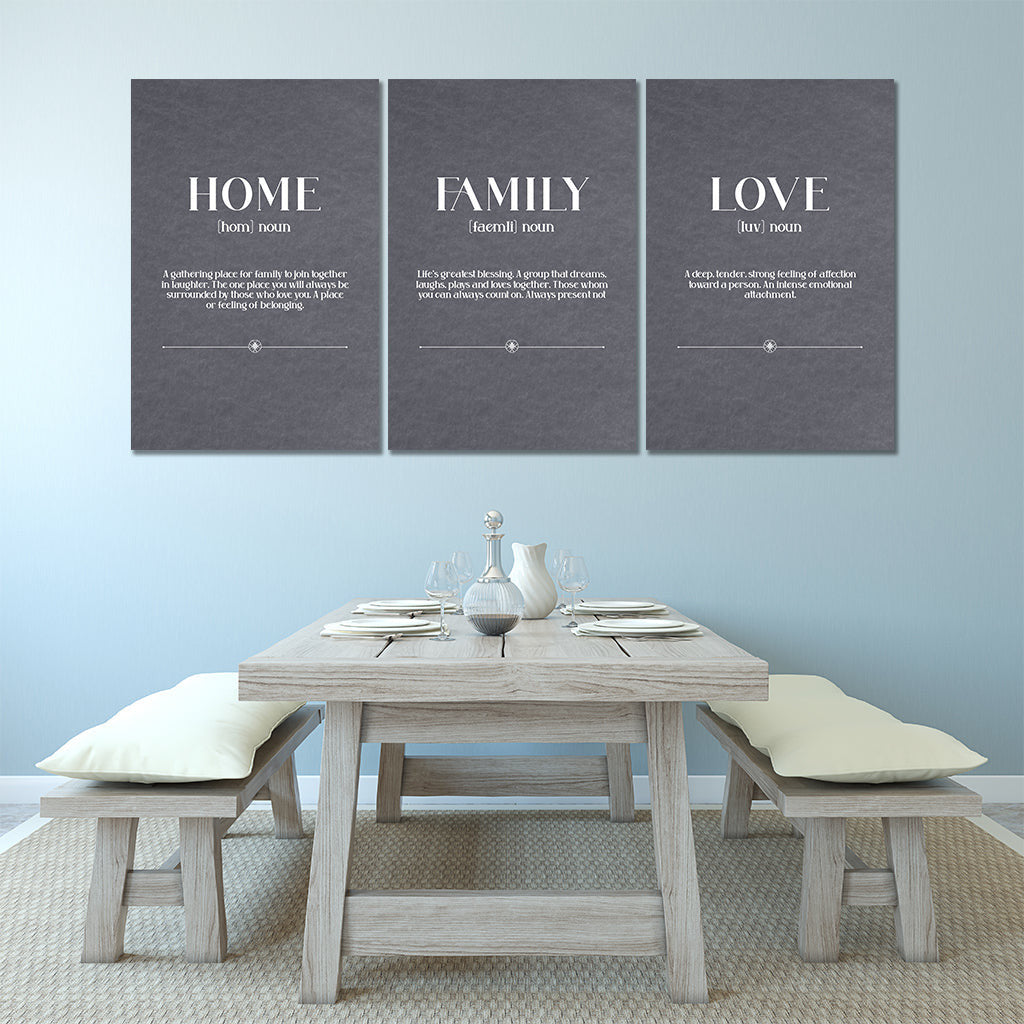 Home Family Love Set of 3 Canvas Wall Art – Family Home Decor