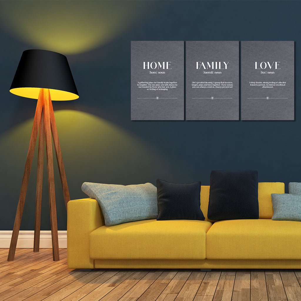 Home Family Love Set of 3 Canvas Wall Art – Family Home Decor