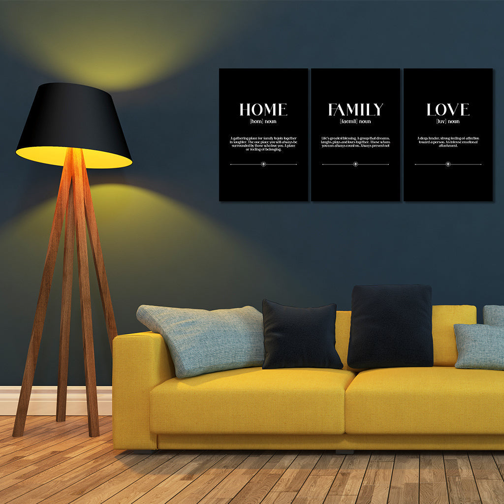 Home Family Love Set of 3 Canvas Wall Art – Family Home Decor