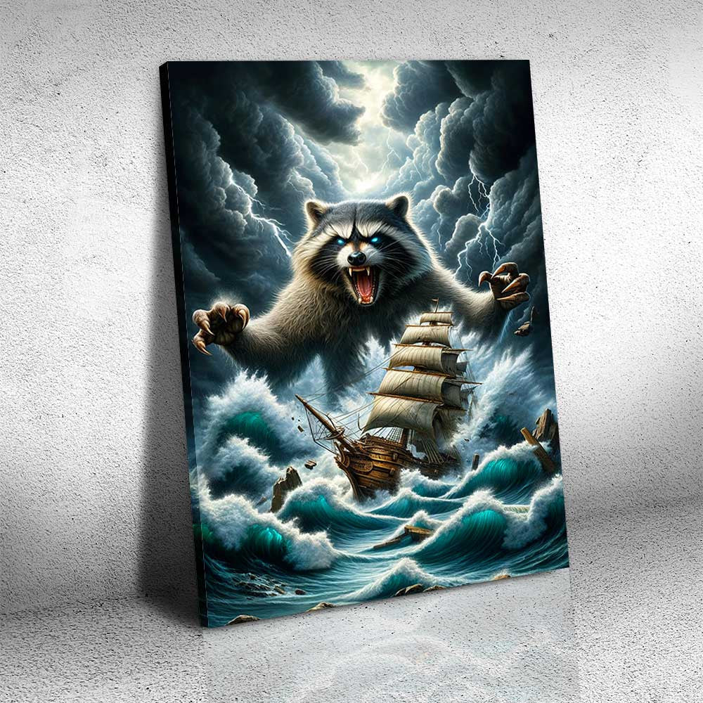 I Sail I Know Thing Raccoon Canvas Wall Art – Funny Animal Wall Art