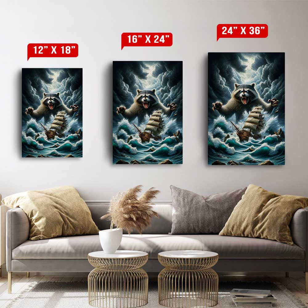 I Sail I Know Thing Raccoon Canvas Wall Art – Funny Animal Wall Art