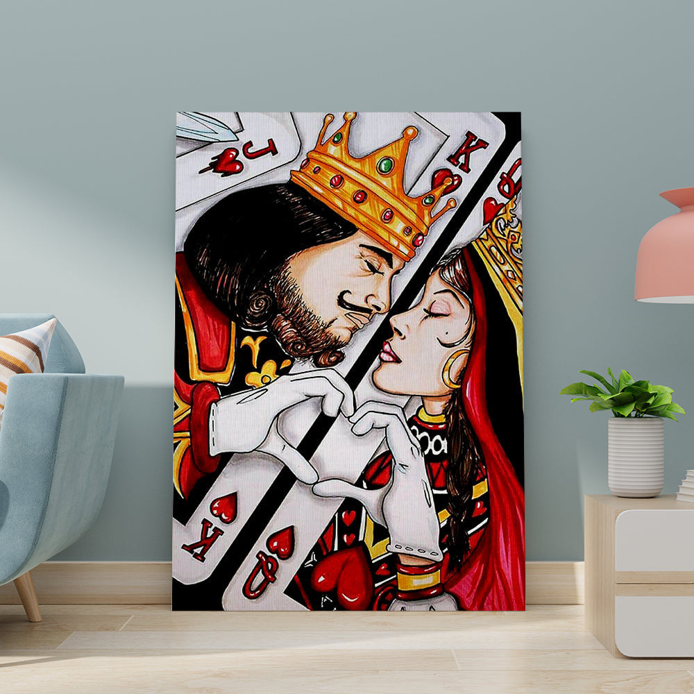 King And Queen Cards Canvas Wall Art – Love Couple King And Queen, Couple Gift