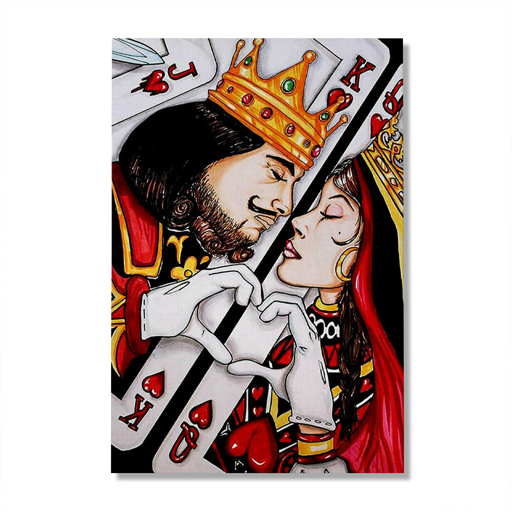 King And Queen Cards Canvas Wall Art – Love Couple King And Queen, Couple Gift