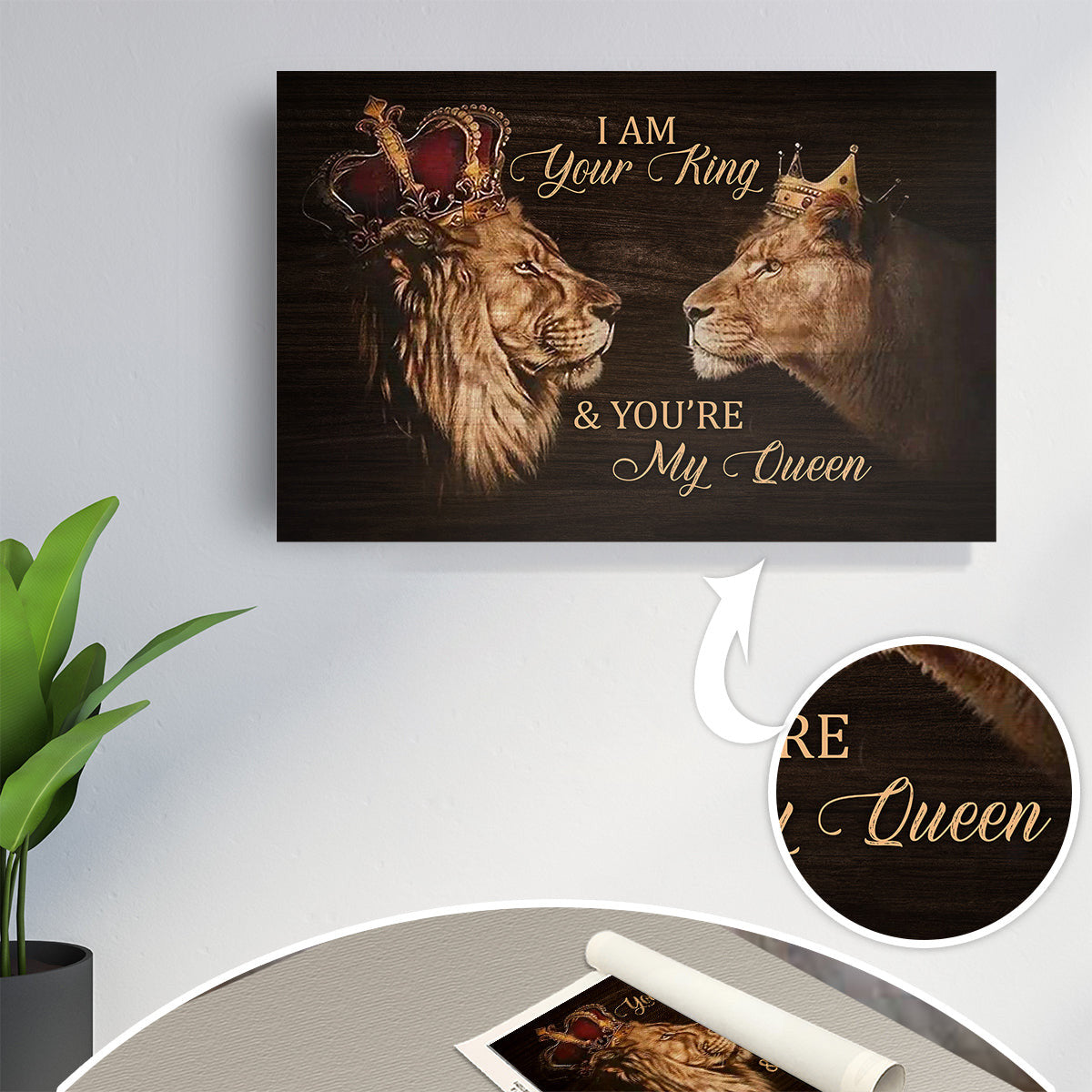 King Queen Couple Lions Canvas Wall Art – Couple Gift
