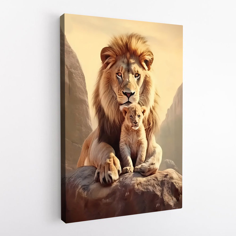 Lions Father And Son Canvas Wall Art – Gift for Dad