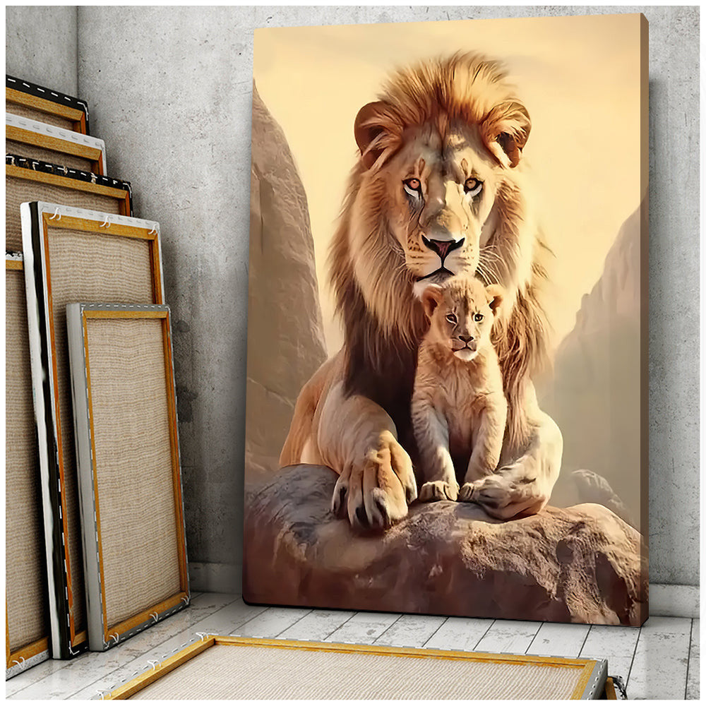 Lions Father And Son Canvas Wall Art – Gift for Dad