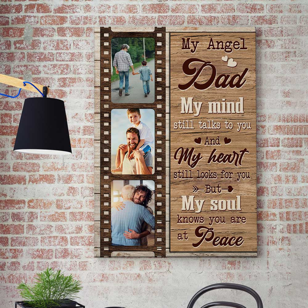 My Angel Dad My Mind Still Talks To You Memorial Matte Canvas Wall Art – Memorial Gift