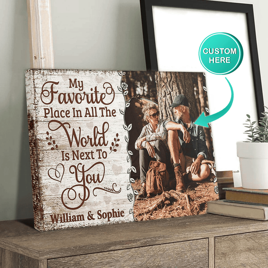My Favorite Place Is Next To You Canvas Wall Art – Quote Sign For Couple, Couple Gift