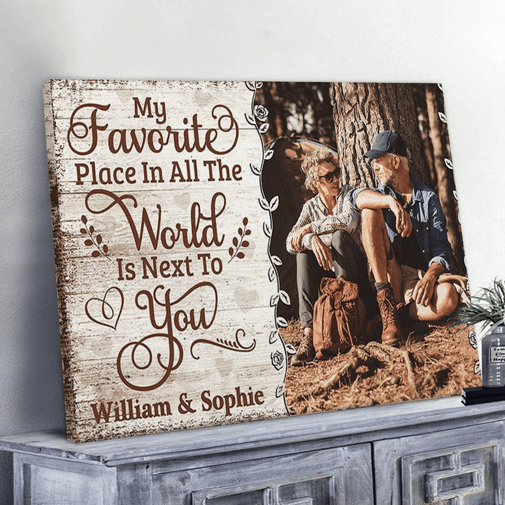 My Favorite Place Is Next To You Canvas Wall Art – Quote Sign For Couple, Couple Gift