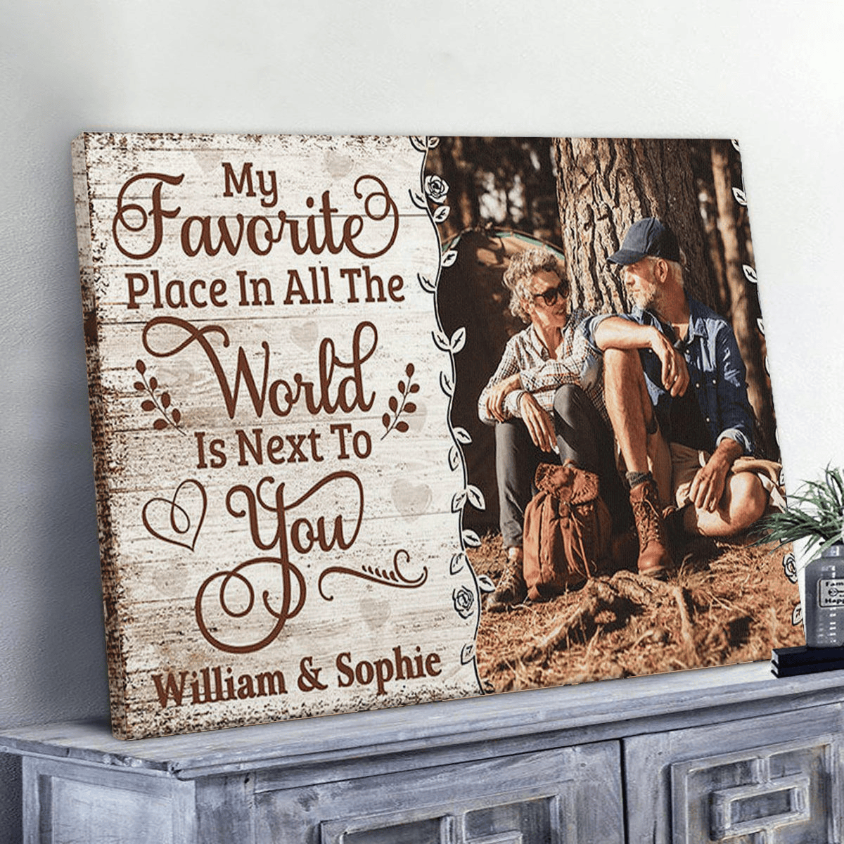 My Favorite Place Is Next To You Canvas Wall Art – Quote Sign For Couple, Couple Gift