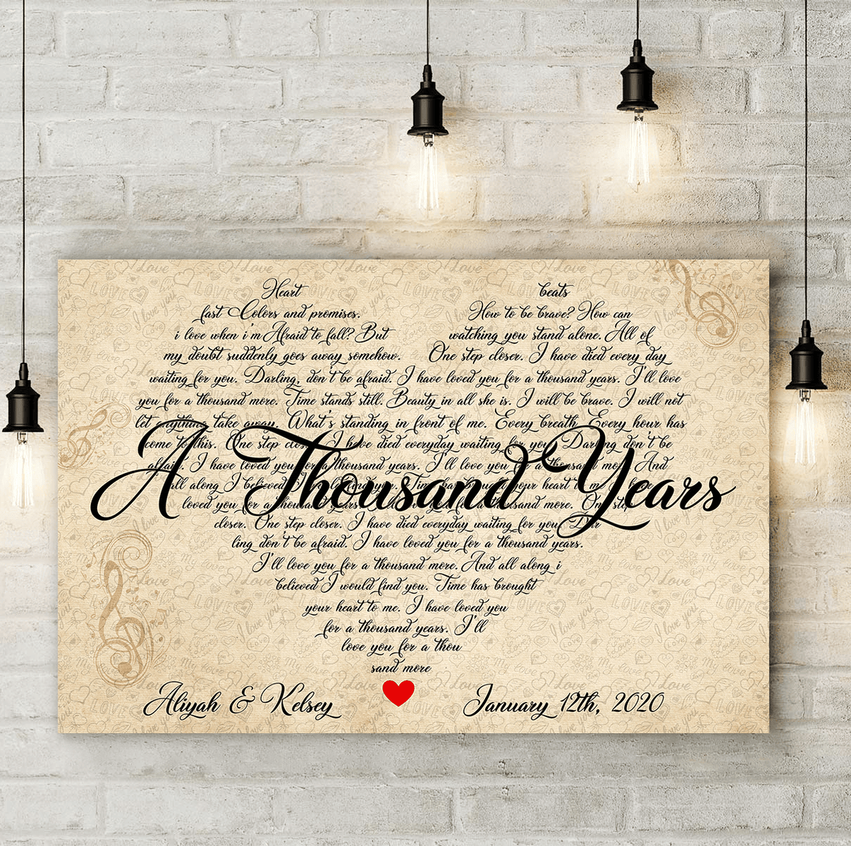 Personalized A Thousand Years Love Song Canvas Wall Art – Couple Gift