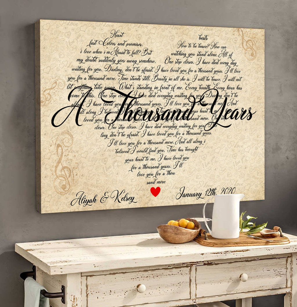 Personalized A Thousand Years Love Song Canvas Wall Art – Couple Gift