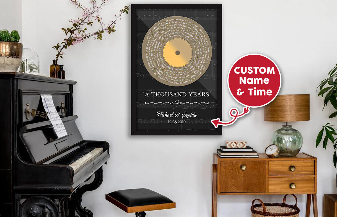 Personalized A Thousand Years Love Song Vinyl Record Canvas Wall Art – Couple Gift