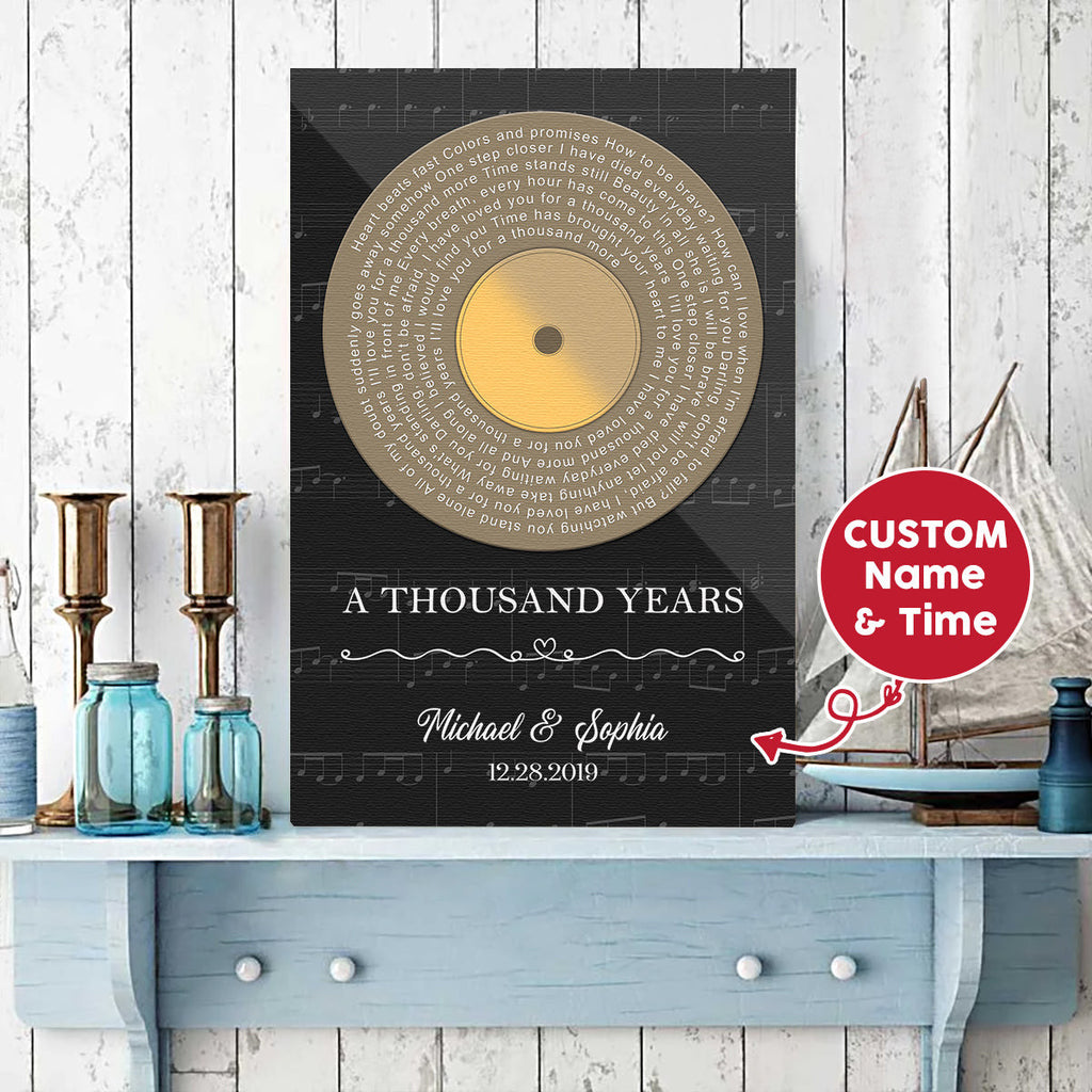 Personalized A Thousand Years Love Song Vinyl Record Canvas Wall Art – Couple Gift
