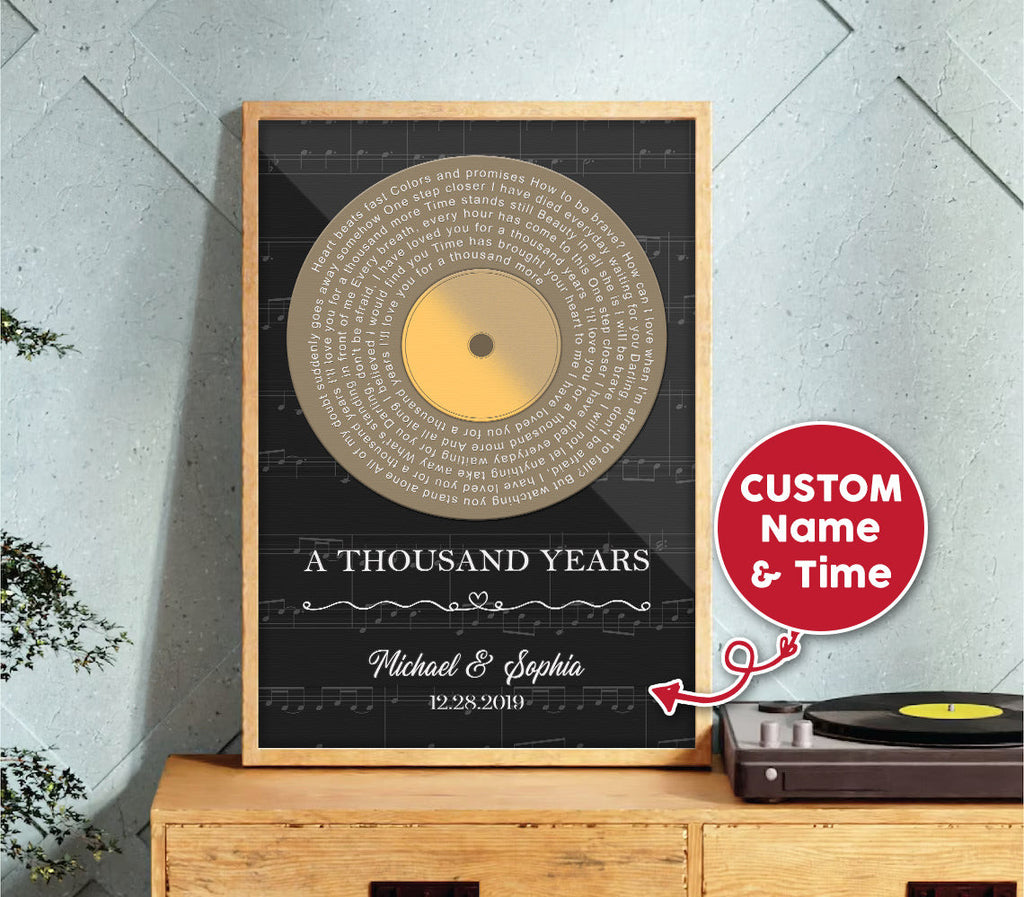 Personalized A Thousand Years Love Song Vinyl Record Canvas Wall Art – Couple Gift