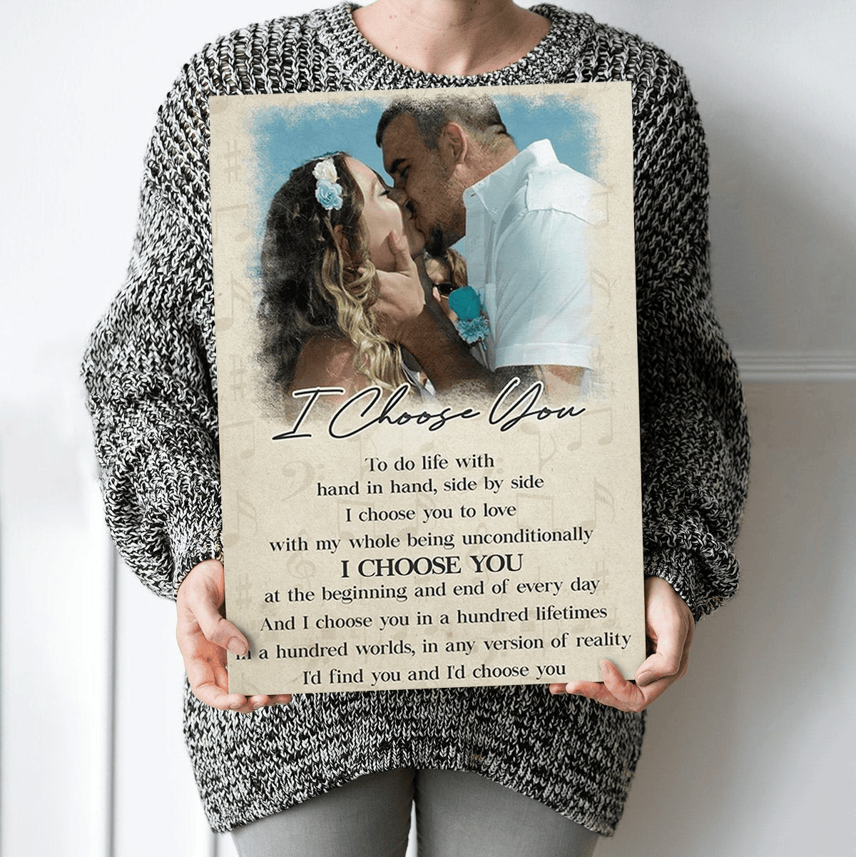 Personalized Anniversary Canvas Wall Art – I Choose You, Couple Gift