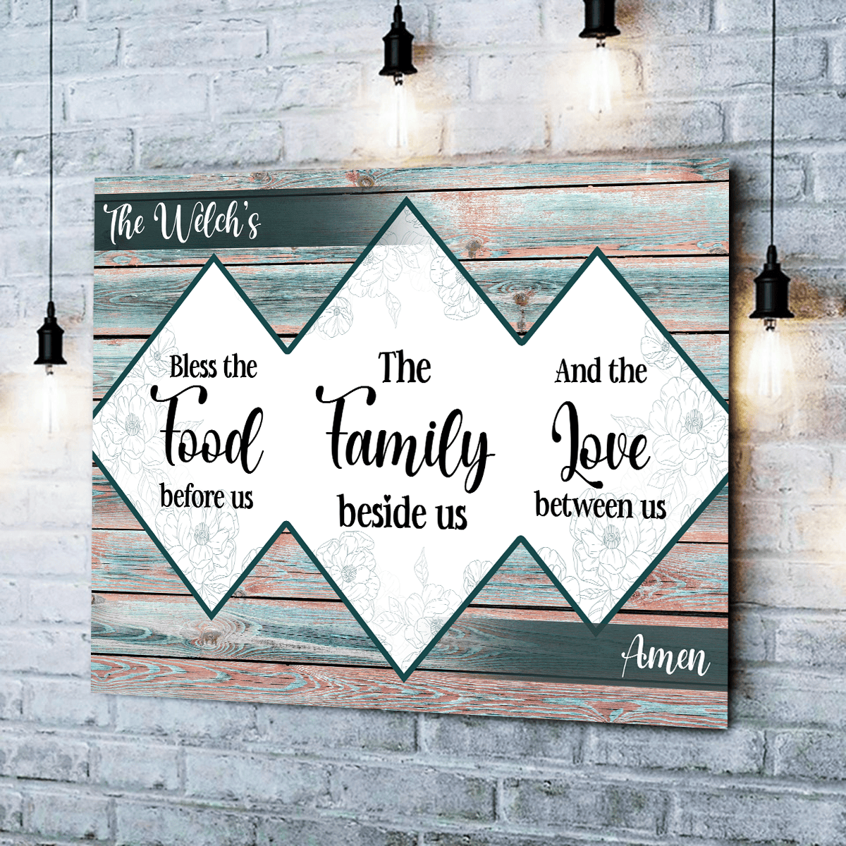 Personalized Bless The Food Family Love Canvas Wall Art – Family Home Decor