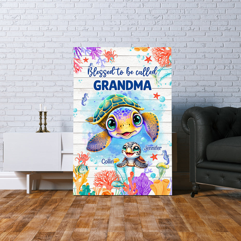 Personalized Blessed To Be Called Grandma Canvas Wall Art – Gift for Mom