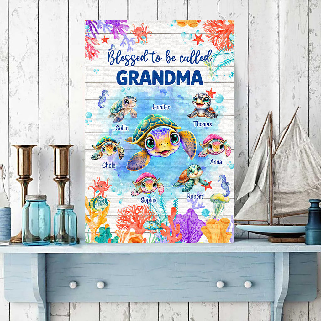 Personalized Blessed To Be Called Grandma Canvas Wall Art – Gift for Mom