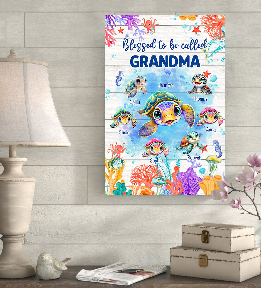 Personalized Blessed To Be Called Grandma Canvas Wall Art – Gift for Mom