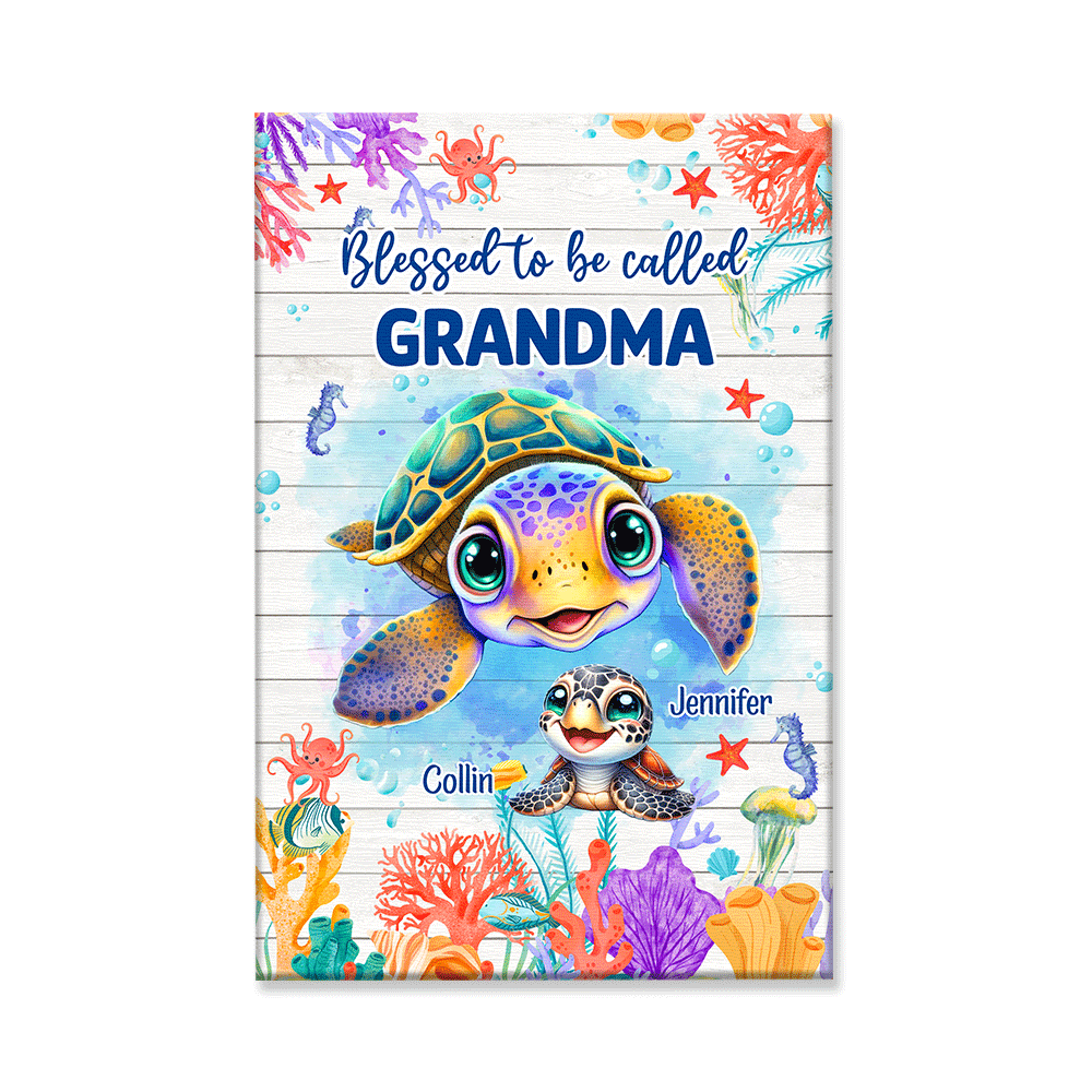 Personalized Blessed To Be Called Grandma Canvas Wall Art – Gift for Mom