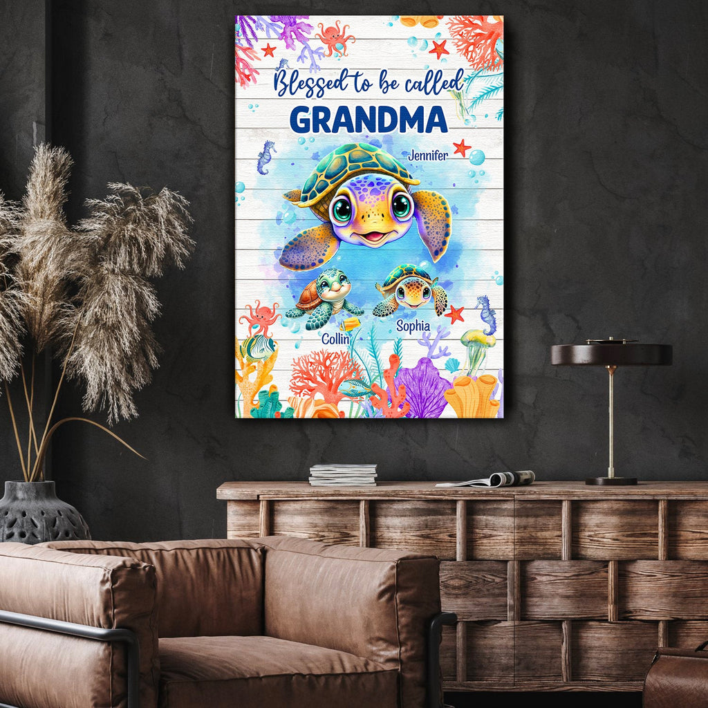 Personalized Blessed To Be Called Grandma Canvas Wall Art – Gift for Mom