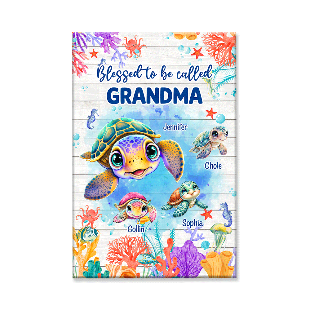 Personalized Blessed To Be Called Grandma Canvas Wall Art – Gift for Mom