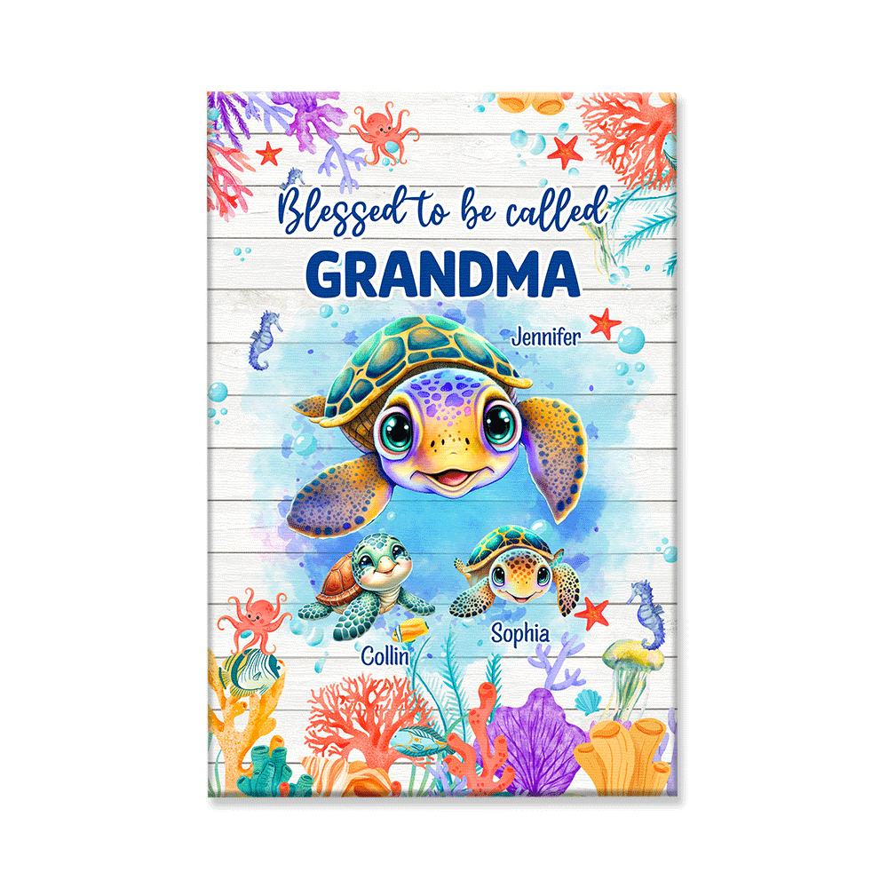 Personalized Blessed To Be Called Grandma Canvas Wall Art – Gift for Mom