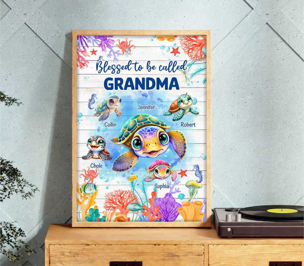 Personalized Blessed To Be Called Grandma Canvas Wall Art – Gift for Mom