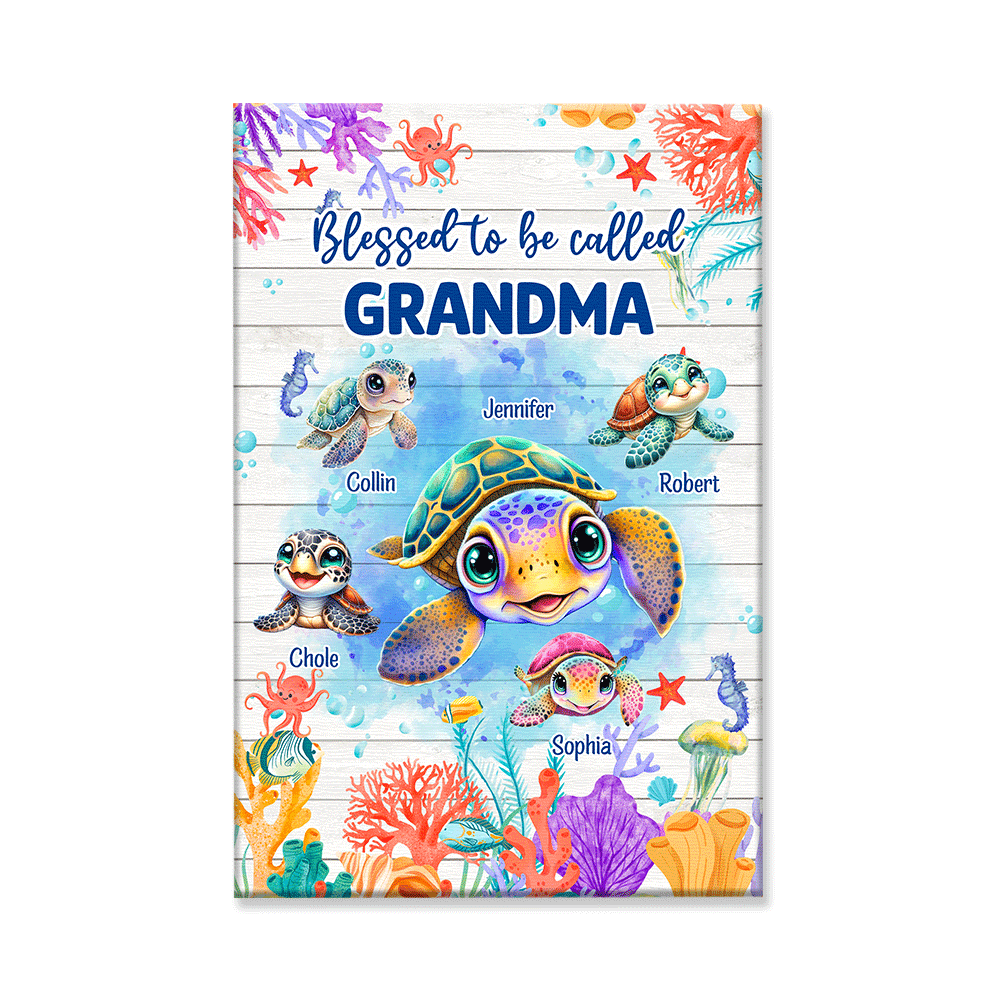 Personalized Blessed To Be Called Grandma Canvas Wall Art – Gift for Mom