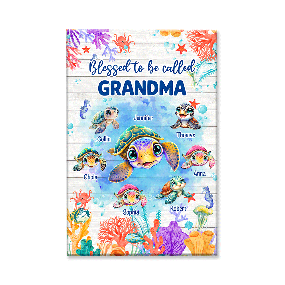 Personalized Blessed To Be Called Grandma Canvas Wall Art – Gift for Mom