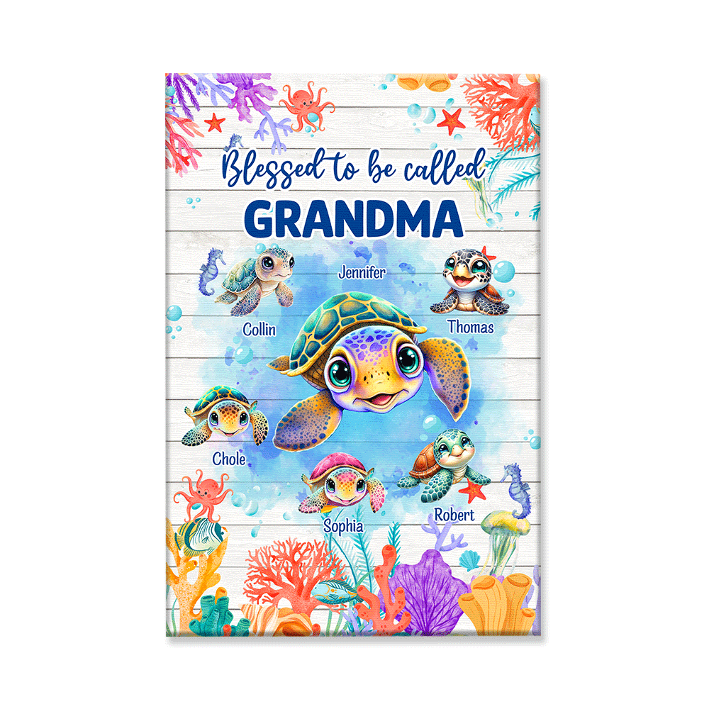 Personalized Blessed To Be Called Grandma Canvas Wall Art – Gift for Mom