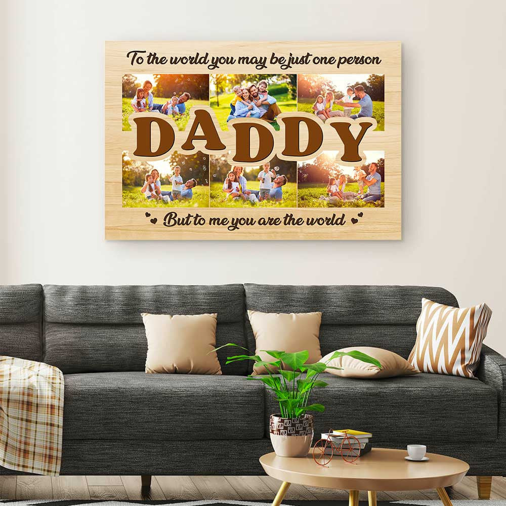 Personalized But To Me You're The World Canvas Wall Art – Gift for Dad