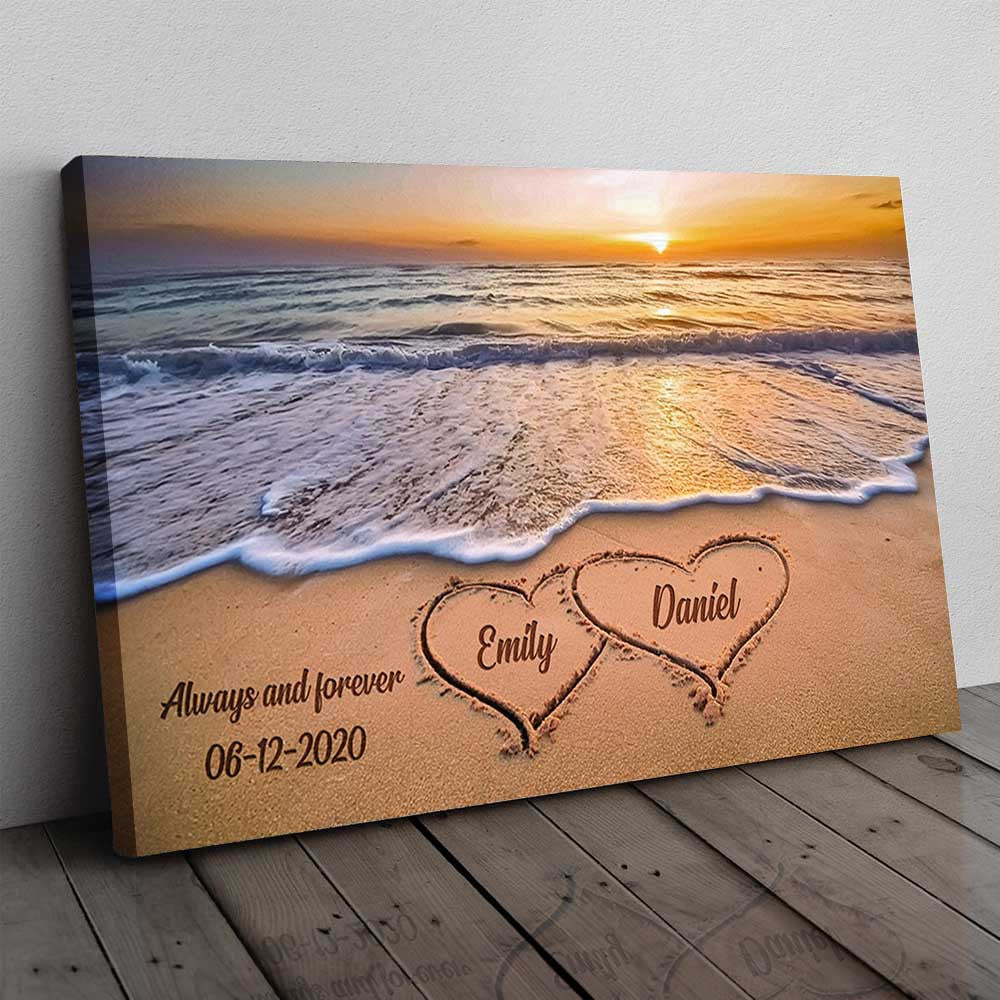 Personalized Creative Love On The Beach Couple Canvas Wall Art – Couple Gift
