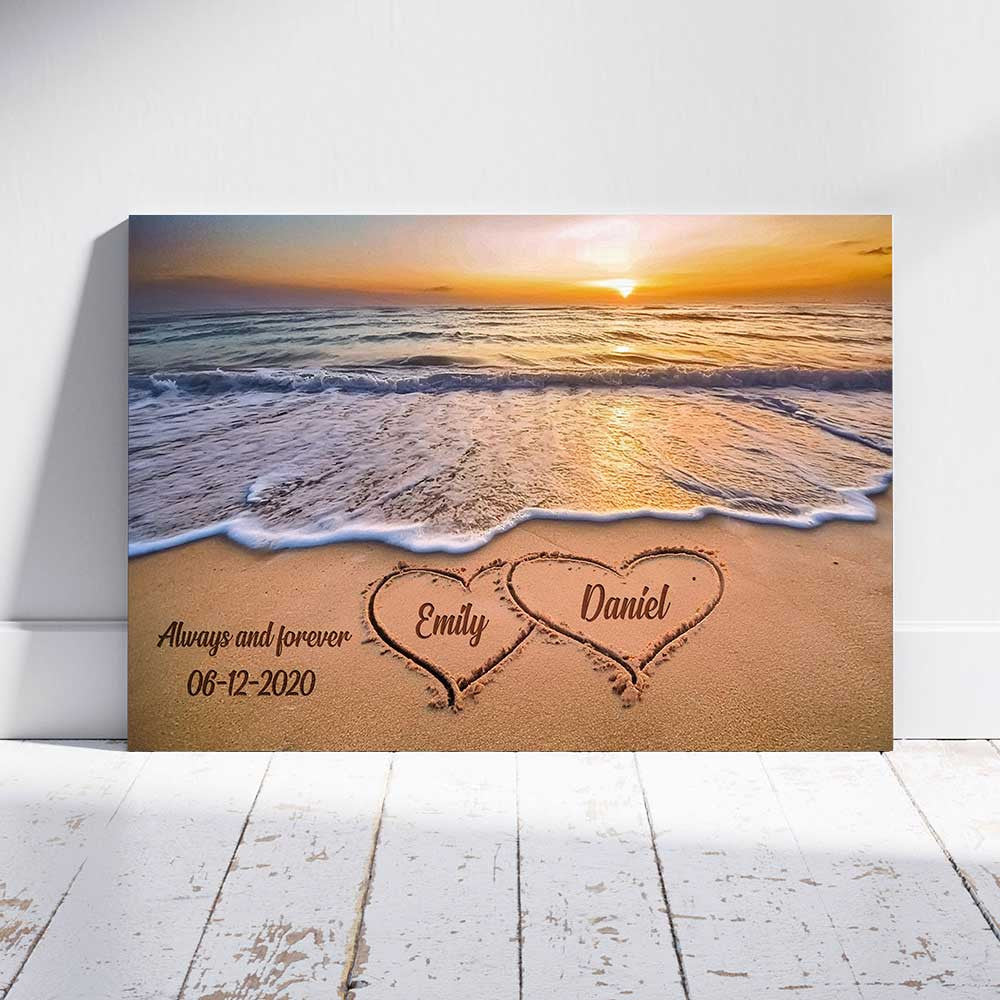 Personalized Creative Love On The Beach Couple Canvas Wall Art – Couple Gift