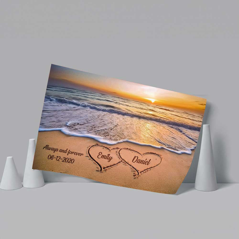 Personalized Creative Love On The Beach Couple Canvas Wall Art – Couple Gift