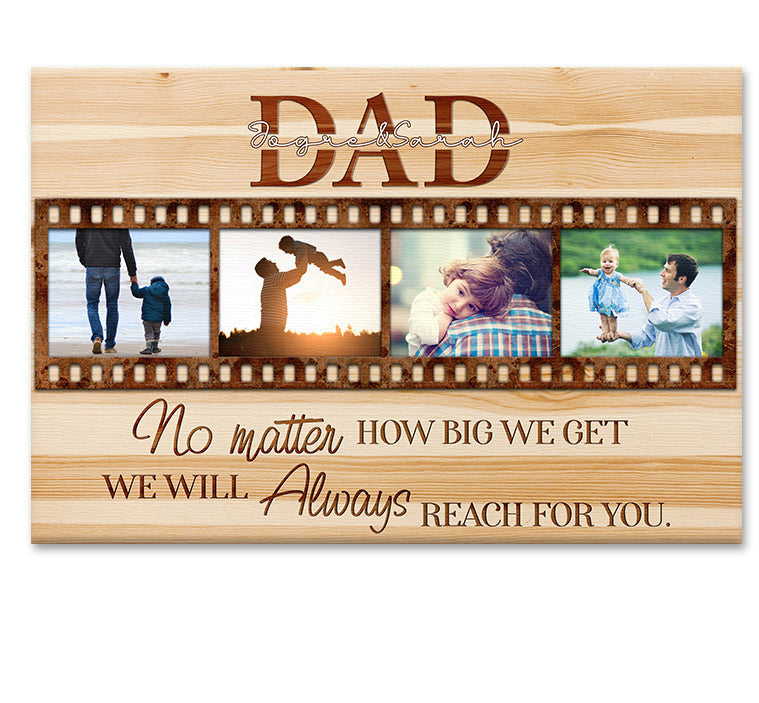 Personalized Dad No Matter How Big We Get Father's Day Canvas Wall Art – Gift for Dad
