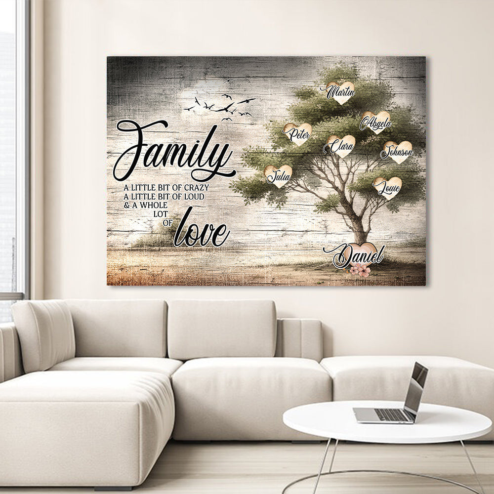 Personalized Family Love Tree Canvas Wall Art – Family Home Decor