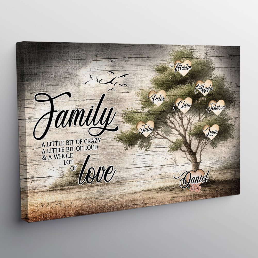 Personalized Family Love Tree Canvas Wall Art – Family Home Decor