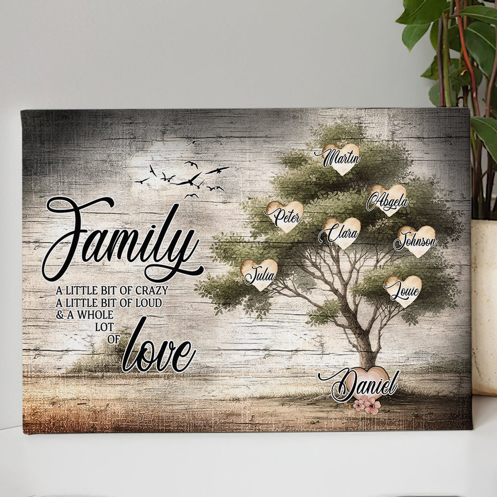 Personalized Family Love Tree Canvas Wall Art – Family Home Decor