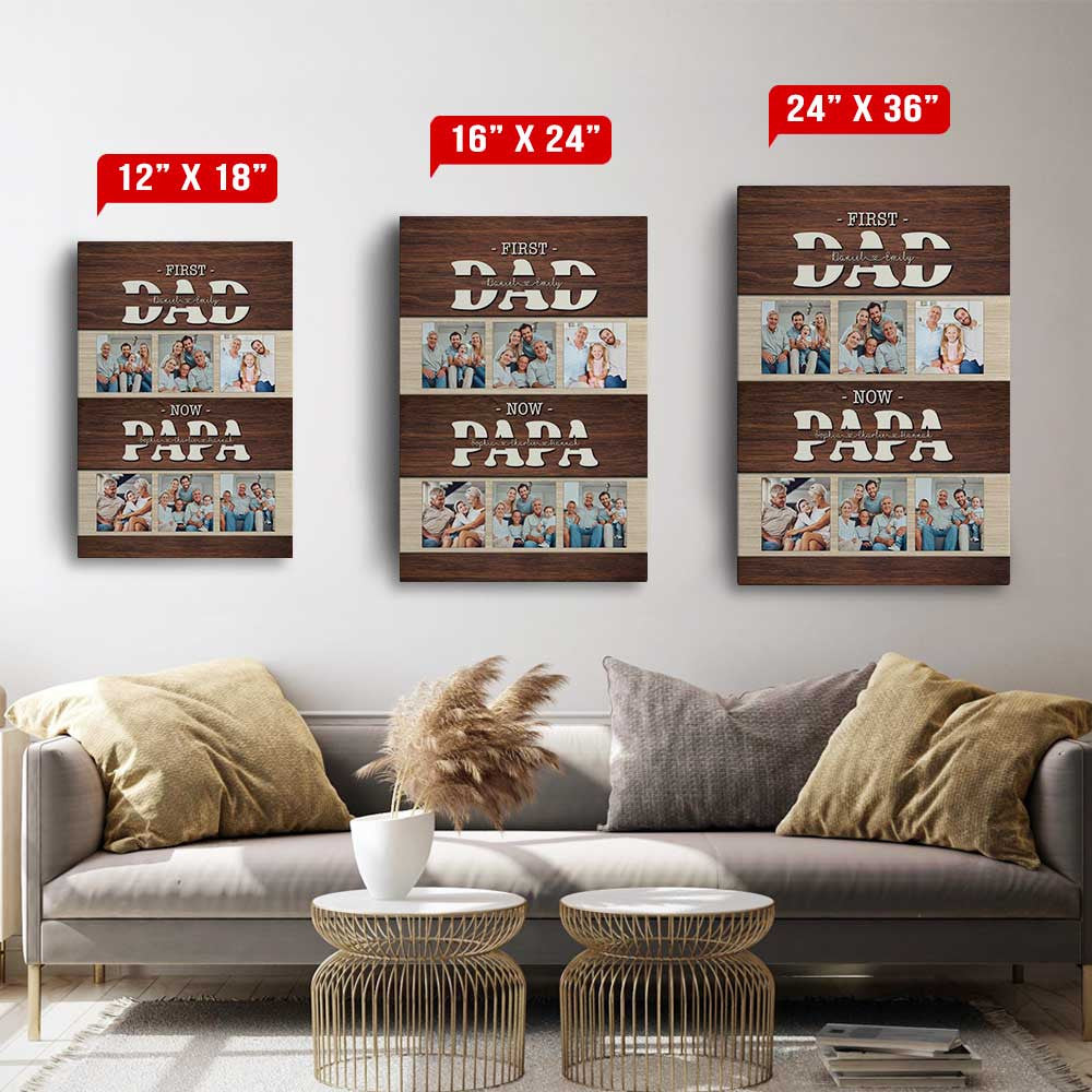 Personalized First Dad Now Grandpa Canvas Wall Art – Gift for Dad